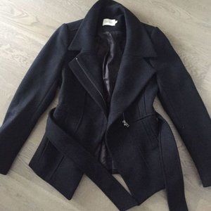REISS Carla Tailored Black Wool Short Coat XS